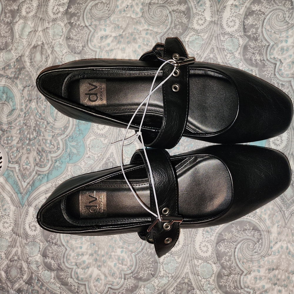 Black Leather Flats